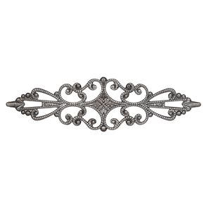 Component, 1pkg10 antique silver-plated brass, 56.5x15mm single-sided filigree marquise.