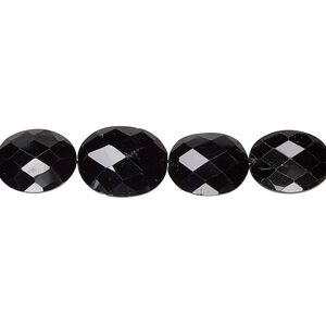 Black spinel 1pkg1, hand-cut faceted puffed oval bead natural 5.5 inch 10x8mm-12x10mm