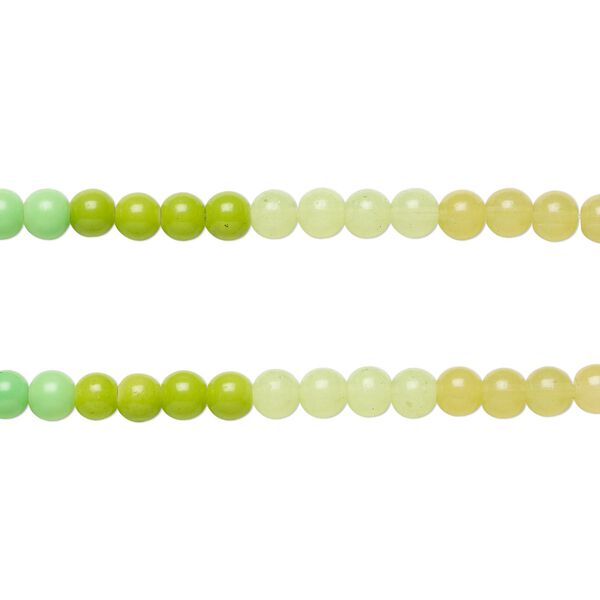 Bead, coated glass, opaque and translucent greens and yellows, 8-8.5mm round. Sold per pkg of (2) 7-inch strands, approximately 50 beads. image number 0