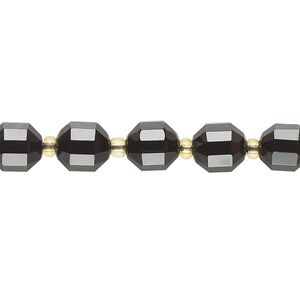 Black onyx 1pkg1, hand-cut faceted drum bead 8 inch 8mm