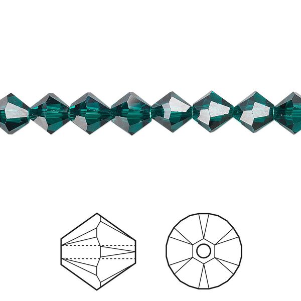 Bead 24pk emerald, Crystal Passions® 6mm bicone 5328 image number 0