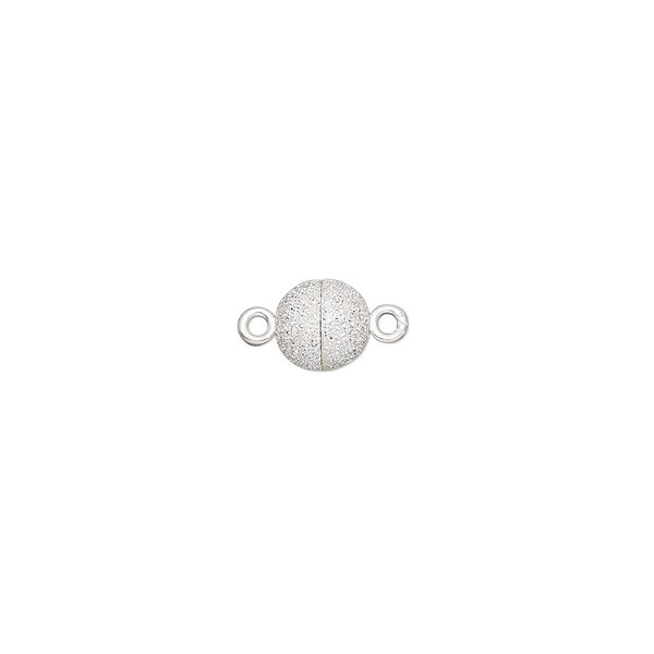 Clasp, magnetic, sterling silver, 6mm stardust round. Sold individually. image number 0