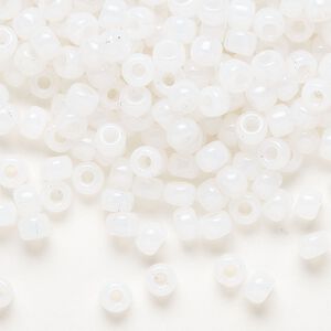 Seed bead, Miyuki, glass, pkg/250g, #6 rocaille, translucent opal (RR-550).