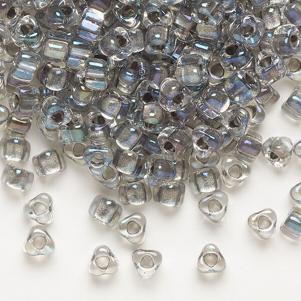 Seed bead, Miyuki 1pkg10g, glass, #5 triangle, transparent steel inside dyed color clear (TR-1139) image number 0