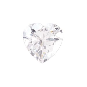 Drop cubic zirconia 1pk 20mm faceted heart, translucent blue shade