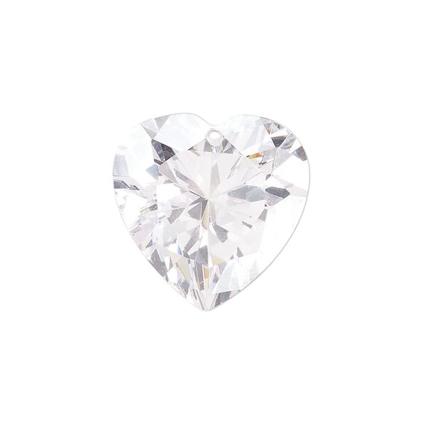Drop cubic zirconia 1pk 20mm faceted heart, translucent blue shade image number 0