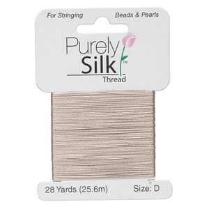 Thread, Purely Silk™, grey, size D. Sold per 28-yard card.