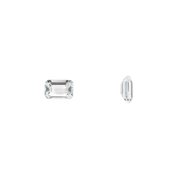 Gem, white topaz (natural), 6x4mm faceted emerald-cut, A grade, Mohs hardness 8. Sold per pkg of 2. image number 0