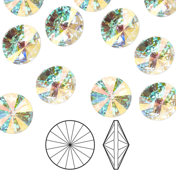 Chaton 72pk crystal AB foil back, Preciosa MAXIMA Czech crystal rhinestone 18mm rivoli image number 0