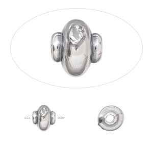 Bead, JBB Findings, sterling silver, electroformed, 8x7mm lobed round. Sold individually.