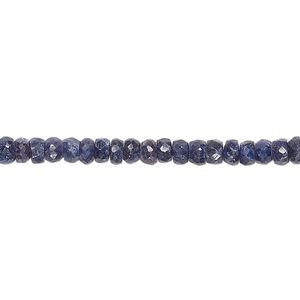 Blue sapphire 1pkg1, hand-cut faceted rondelle bead 14 inch 4x2mm-5x3mm