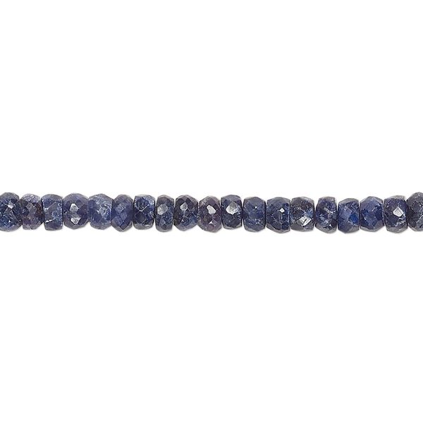 Blue sapphire 1pkg1, hand-cut faceted rondelle bead 14 inch 4x2mm-5x3mm image number 0