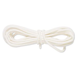 Cord, nylon parachute, white, 4mm round, 550-pound test. Sold per pkg of 16 feet.