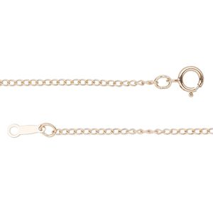Chain 1pkg1 14Kt rose gold-filled curb, 1.5mm / springring clasp, Gossamer™ 18 inch