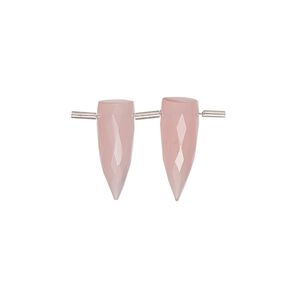 Chalcedony 1pkg2, hand-cut top-drilled faceted spike bead 16x6mm