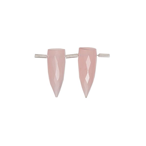 Chalcedony 1pkg2, hand-cut top-drilled faceted spike bead 16x6mm image number 0