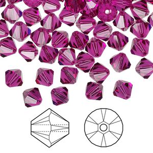 Bead 144pk fuchsia, Crystal Passions® 6mm bicone 5328