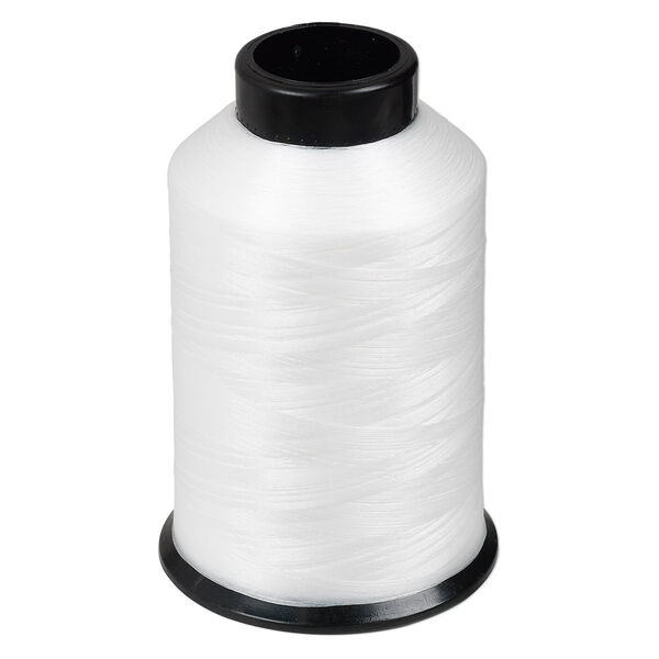 Thread, Nymo®, nylon, white, size O. Sold per 3-ounce spool. image number 0