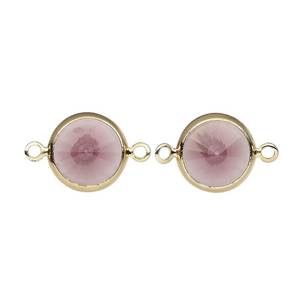 Link, Vintage Crystal™, crystal and  gold-plated brass, amethyst, 12mm rivoli. Sold per pkg of 2. image number 0