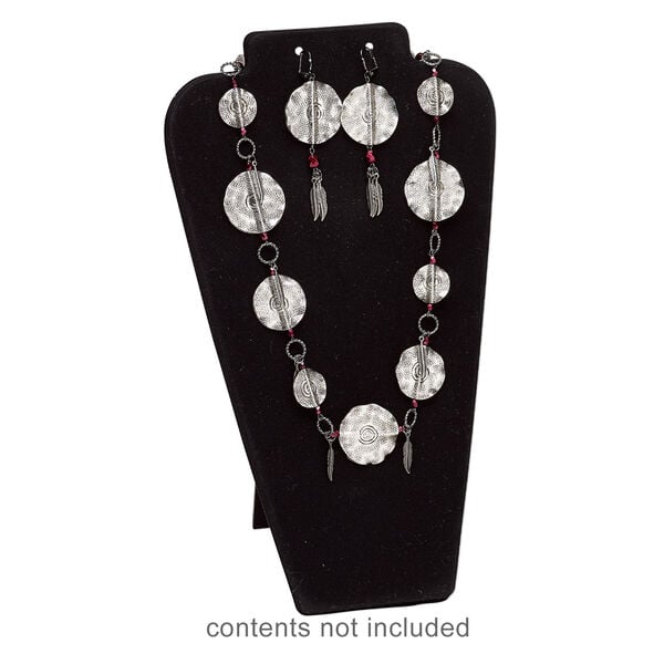 Display, necklace and earring, plastic and flocked cardboard, black, 11 x 6-1/2 x 5-1/2 inches with easel. Sold individually. image number 2