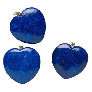 Riverstone / brass 1pkg3, gold-finished heart pendant 34-36mm