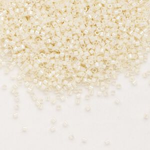 Seed bead, Delica®, glass, pkg/250g, #15 round, opaque rainbow cream (DBS-0157).
