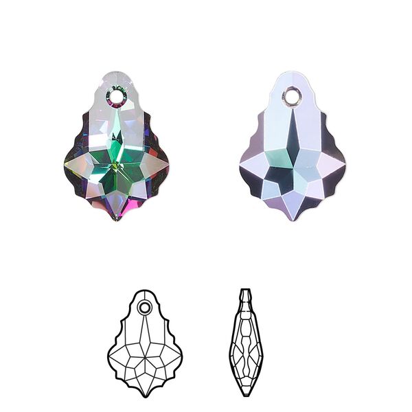 Drop 2pk crystal electra, Crystal Passions® 16x11mm pendant baroque 6090 image number 0