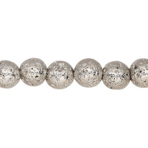 Lava rock 1pkg1, electrocoated round bead 15.5-16 inch 7-8mm