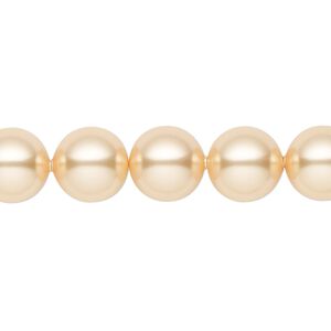 Pearl 100pk gold, Swarovski® 10mm round 5810