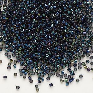 Seed bead, Delica®, glass, pkg/50g, #11 round, opaque metallic iris dark blue (DB-0002).