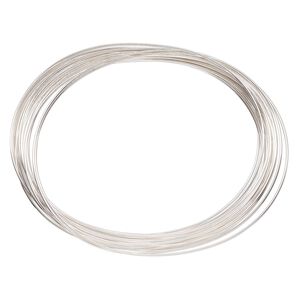 Memory wire, Beadalon®, silver-plated carbon steel, 2-1/2 x 1-3/4 inch oval bracelet, 0.6-0.75mm thick. Sold per 0.35-ounce pkg, approximately 15 to 20 loops.