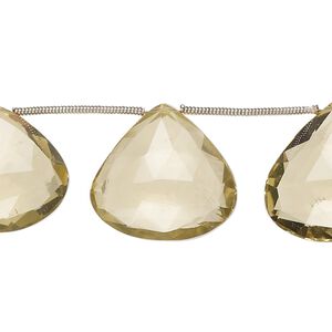 Golden quartz 1pkg9, hand-cut top-drilled faceted puffed teardrop bead 17x14mm-21x19mm