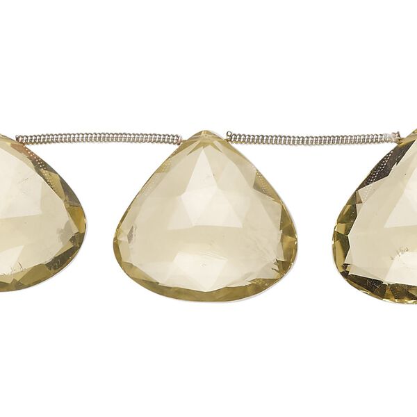Golden quartz 1pkg9, hand-cut top-drilled faceted puffed teardrop bead 17x14mm-21x19mm image number 0