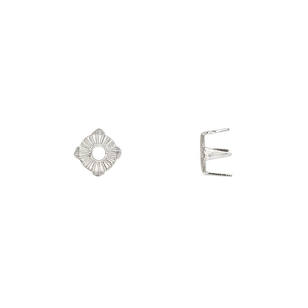 Rhinestone mount, imitation rhodium-plated brass, 5.5x4mm with SS20 rose or rose 4-prong tiffany setting. Sold per pkg of 100. image number 0