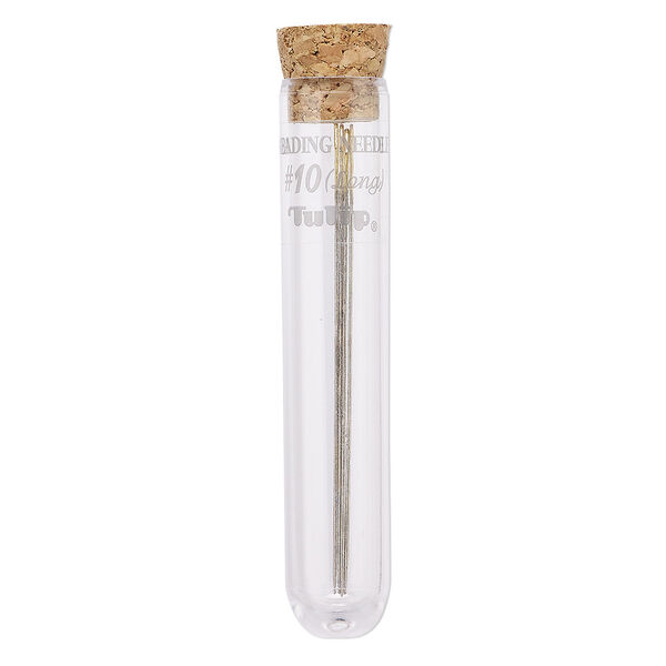 Needle, Tulip, nickel- and gold-plated steel, #10 long with 0.6mm eye width, 2 inches. Sold per pkg of 4. image number 0