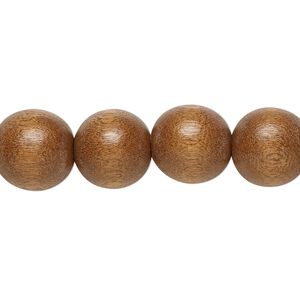 Bead, Taiwanese cheesewood (dyed / waxed), light brown, 11-12mm round. Sold per pkg of (2) 15-1/2" to 16" strands.