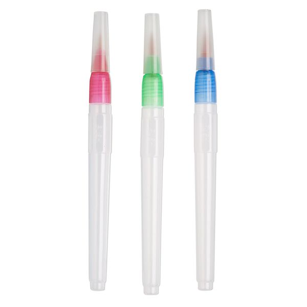 Water brush, Royal & Langnickel®, Aqua Flow™, plastic and taklon, mixed colors, 9mm / 14mm / 18mm tip lengths, 6 inches. Sold per 3-piece set. image number 0