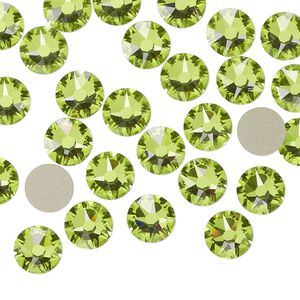Flat back 144pk citrus green foil back, Swarovski® 7.07-7.27mm round SS34 2088