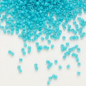 Seed bead, Delica®, glass, pkg/250g, #11 round, opaque matte turquoise blue light blue (DB-0793).