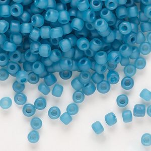 Seed bead, Dyna-Mites™, glass, translucent matte inside color turquoise blue, #6 round, Sold per 1/2 kilogram pkg.