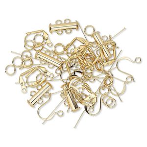 Finding, gold-plated brass, assorted shape. Sold per pkg of 60.