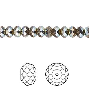 Bead 144pk light Colorado topaz golden Sahara, Crystal Passions® 6x4mm rondelle 5040