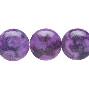 Crazy lace agate 1pkg1, puffed flat round bead 15.5-16 inch 16mm