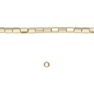 Bead, brass-finished "pewter" (zinc-based alloy), 3mm rounded cube. Sold per 8-inch strand.