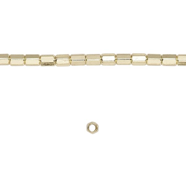 Bead, brass-finished "pewter" (zinc-based alloy), 3mm rounded cube. Sold per 8-inch strand. image number 0