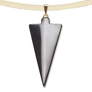 Hemalyke™ / mixed metal 1pkg4, gold-plated / silver-plated top-drilled arrowhead pendant 40x18mm