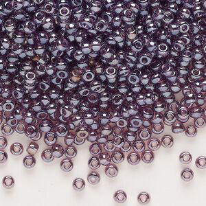 Seed bead, glass, pkg/50g, #8 rocaille, opaque luster amethyst.