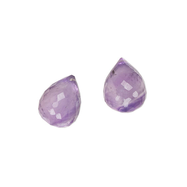 Amethyst 1pkg2, hand-cut top-drilled faceted briolette bead natural B- grade, 12x9mm-14x10mm image number 0
