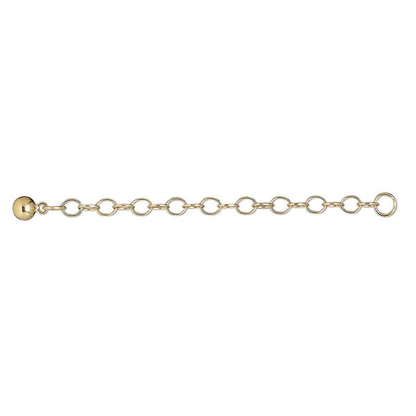 Extender chain, 14Kt gold-filled, 2.8mm cable with 4mm ball, 2 inches. Sold individually. image number 0