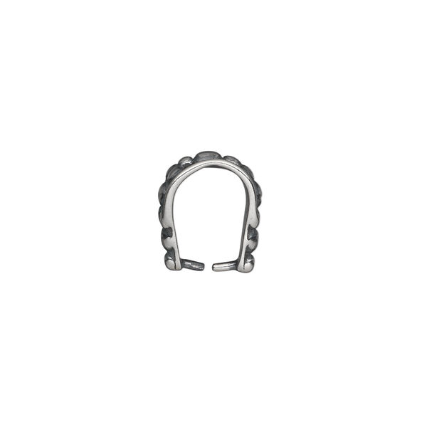 Bail, ice-pick, antiqued sterling silver, 13x6mm double-sided beaded, 10mm grip length. Sold individually. image number 1